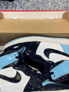 High-Top Jordan Sneakers in Black, White & Light Blue